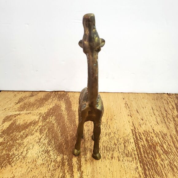 Vintage Gatco Solid Brass Heavy Pair Giraffe Mother and Baby Figurines Patina - Picture 11 of 13